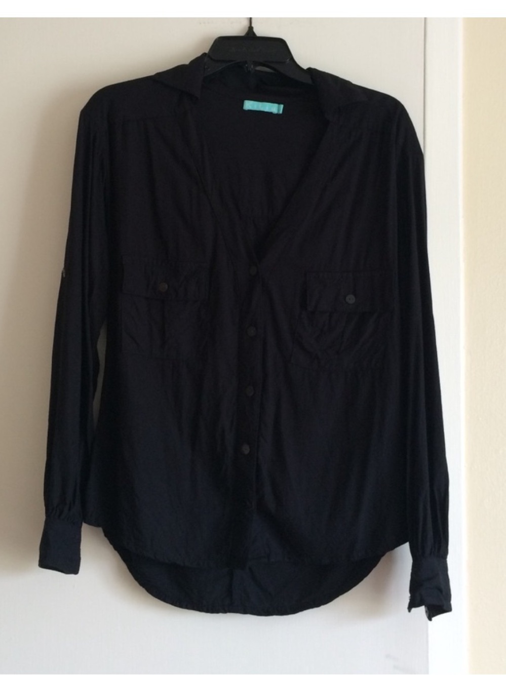 San Lorenzo Kilia Black Button Up Blouse Small